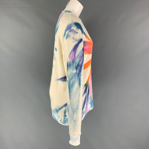 THE ELDER STATESMAN Size S Multi-Color Spinner Tie Dye Cotton Cashmere Pullover