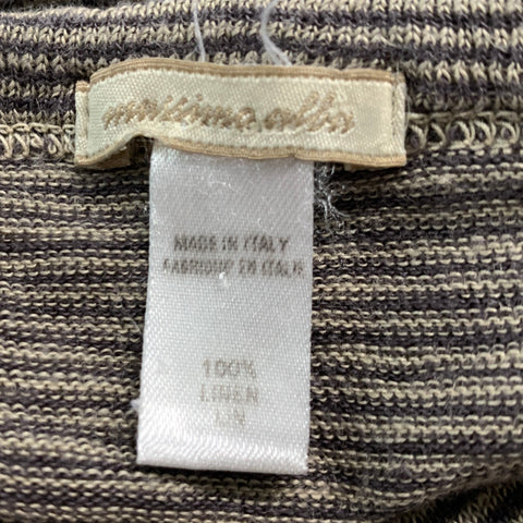 MASSIMO ALBA Taille S Pull Col Rond En Lin Rayé Gris Marron