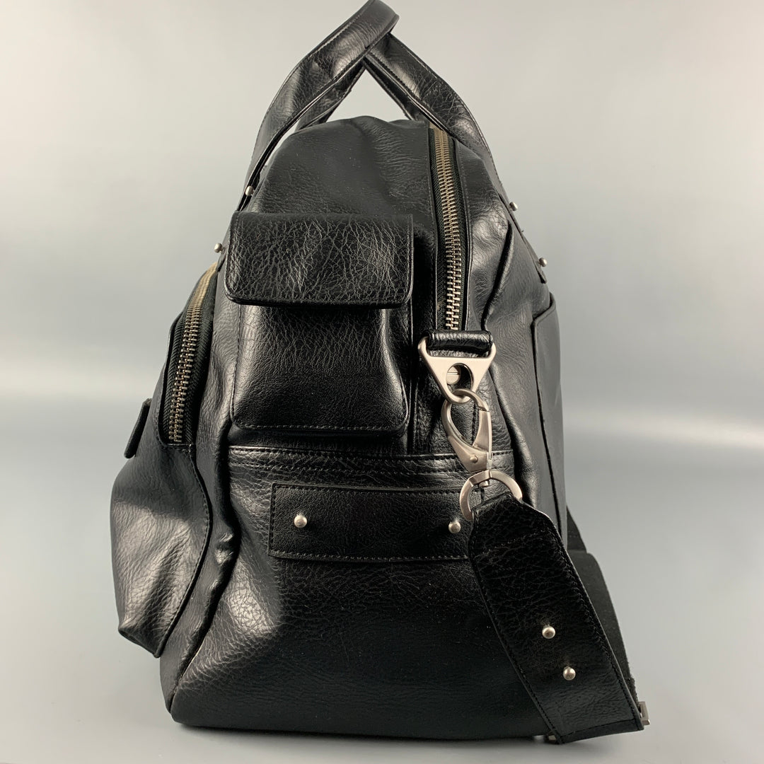 MATT & NAT Black Polyvinyl Shoulder Strap Duffle Bag