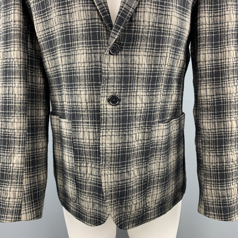 PS by PAUL SMITH Taille de poitrine 40 Manteau de sport en laine / coton à carreaux noir et gris