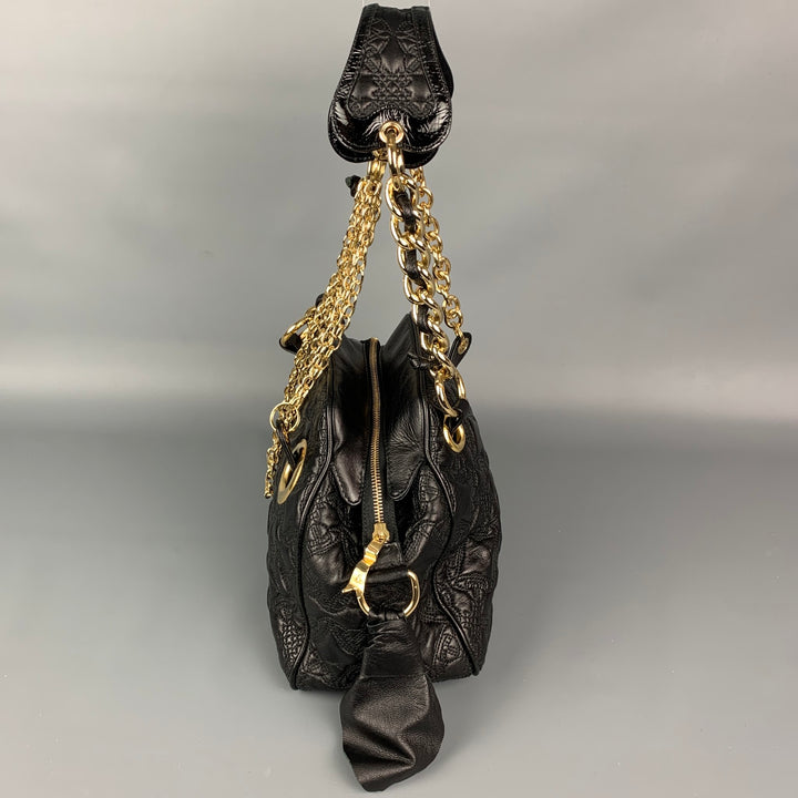 VIVIENNE WESTWOOD Coventry Black & Gold Quilted Leather Asymmetrical Handbag