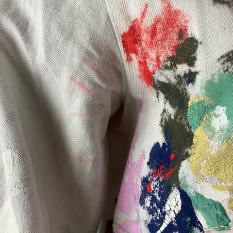 YVES SAINT LAURENT Size 36 Grey Multicolour Paint Splatter Jacket