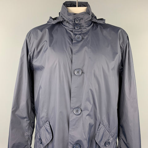 OPENING CEREMONY Size L Navy Logo Nylon Hooded Raincoat