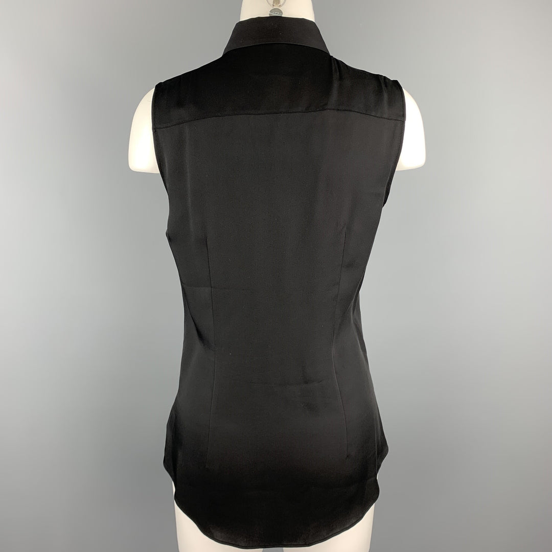 THEORY Size S Black Silk Sleeveless Casual Button Up Top