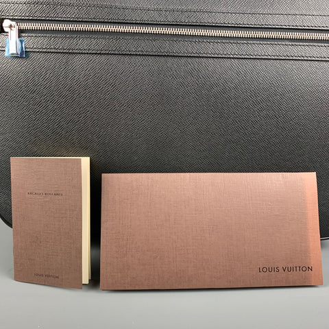 LOUIS VUITTON All Pilot Case  Black Textured Leather Carry-On Roller Luggage Bag