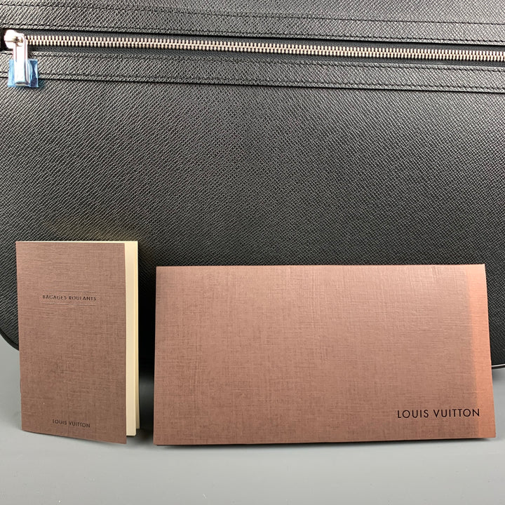 LOUIS VUITTON All Pilot Case  Black Textured Leather Carry-On Roller Luggage Bag