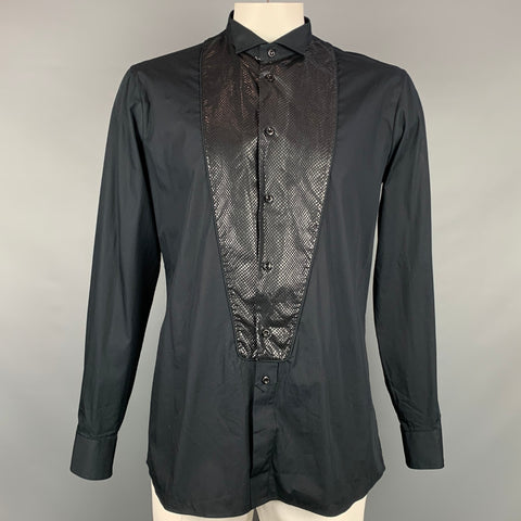 VIVIENNE WESTWOOD MAN Size XL Black Cotton Tuxedo Long Sleeve Shirt
