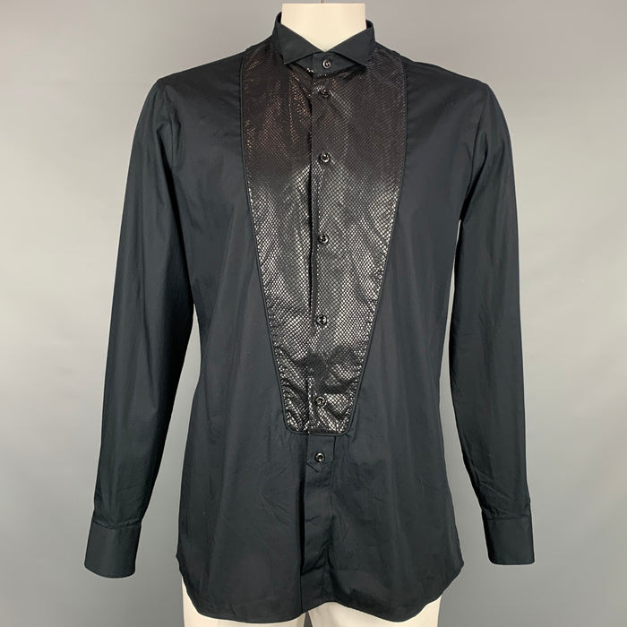 VIVIENNE WESTWOOD MAN Size XL Black Cotton Tuxedo Long Sleeve Shirt