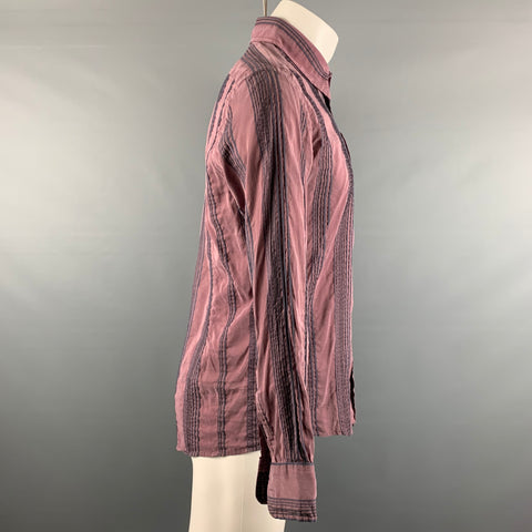 DOLCE & GABBANA Size M Purple Grey Stripe Button Up Long Sleeve Shirt