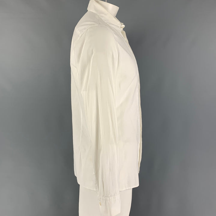 ANN DEMEULEMEESTER Size M White Pleated Cotton Button Up Long Sleeve Shirt
