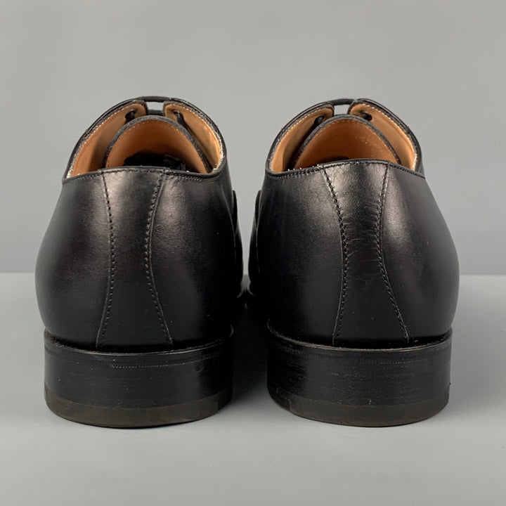 BOWEN Size 8 Black Leather Cap Toe Lace Up Shoes