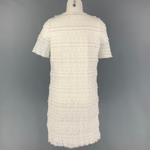 MARGARET OLEARY Size XS White Polyester Eyelet Short Sleeve Dress