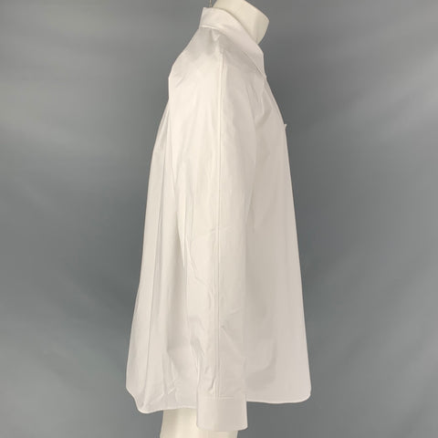 VALENTINO Size M White Solid Cotton Double Layer Long Sleeve Shirt