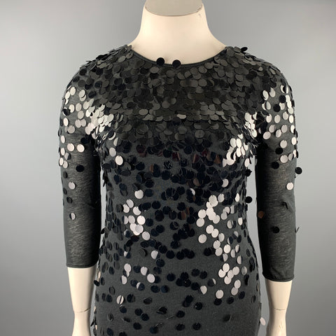 REBECCA TAYLOR Taille 10 Robe noire Payettes Tencel Blend