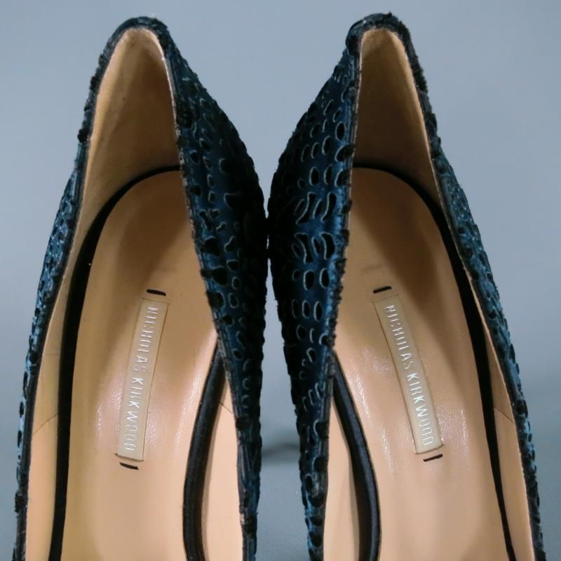 NICHOLAS KIRKWOOD Talla 9 Zapatos de plataforma con corte de seda azul marino