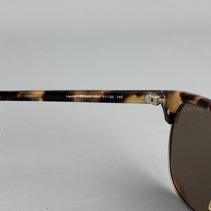 TOM FORD Tortoiseshell Brown Metal & Acetate Wayfarer Sunglasses