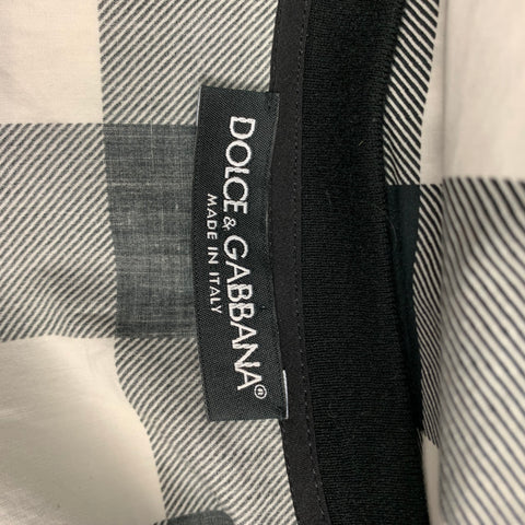 DOLCE & GABBANA Size 2 Black & White Green Floral Cotton Blouse