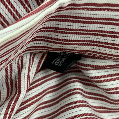 GUCCI Size L White Red Stripe Long Sleeve Shirt