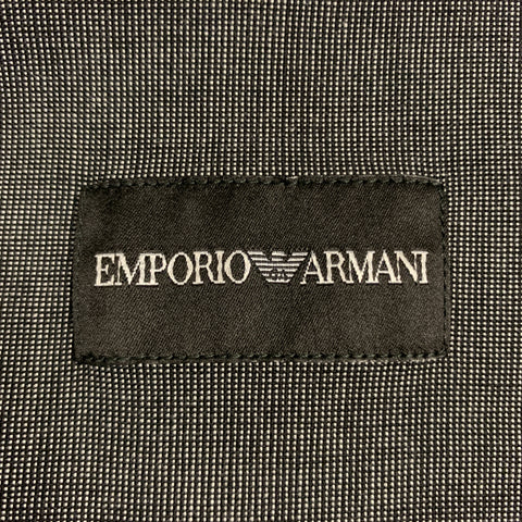 EMPORIO ARMANI Size M Grid Dark Gray Cotton Button Up Long Sleeve Shirt