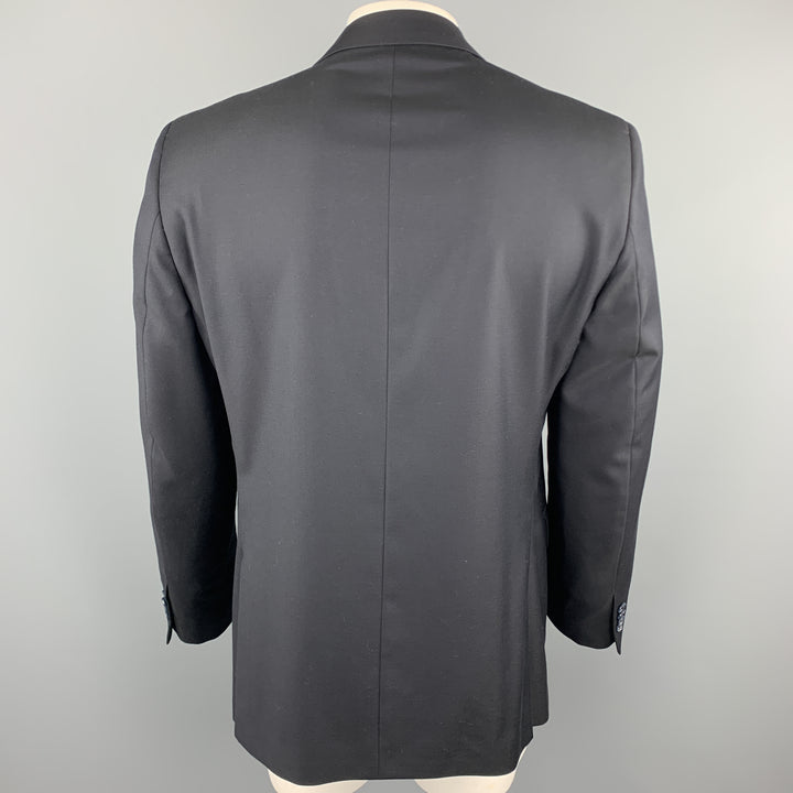 BARNEYS NEW YORK Size 42 Regular Black Wool Notch Lapel Sport Coat