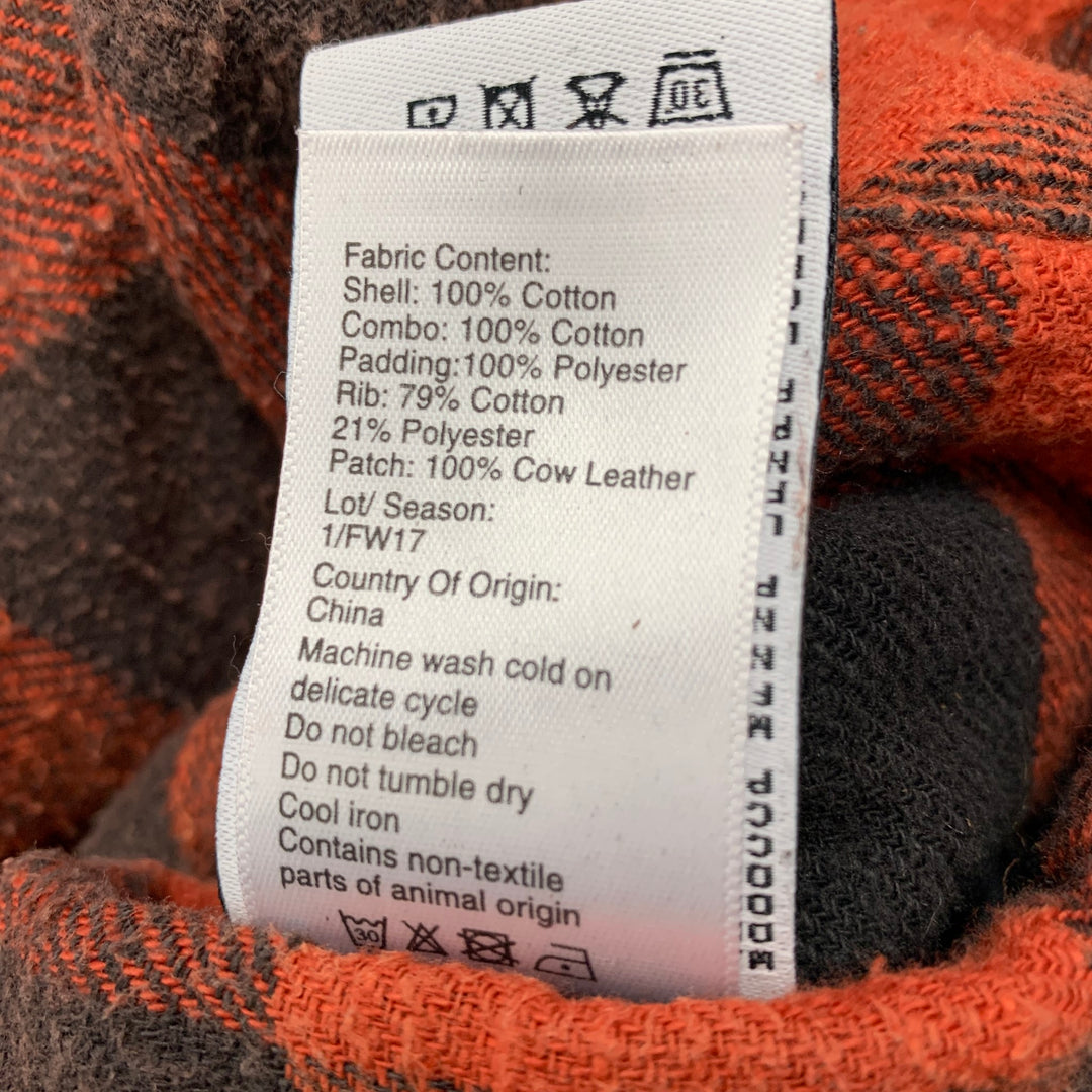R13 Size M Orange Black Plaid Cotton Reversible Jacket