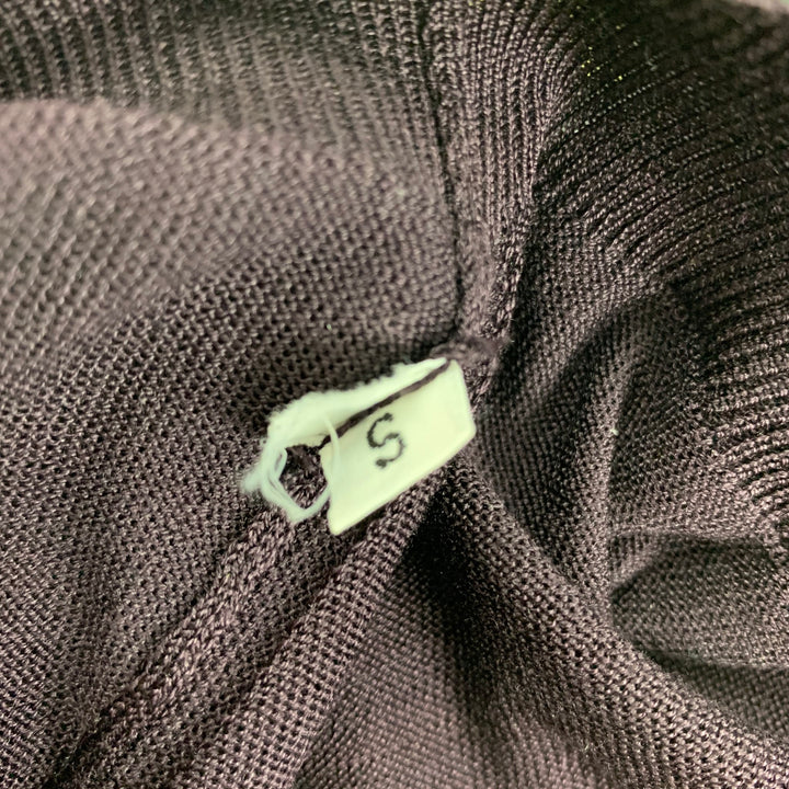 JOHN GALLIANO Size S Eggplant Silk Perforated Crew-Neck Cardigan