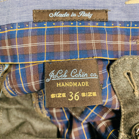 JACOB COHEN Size 36 Brown Heather Contrast Stitch Wool Flannel Casual Pants
