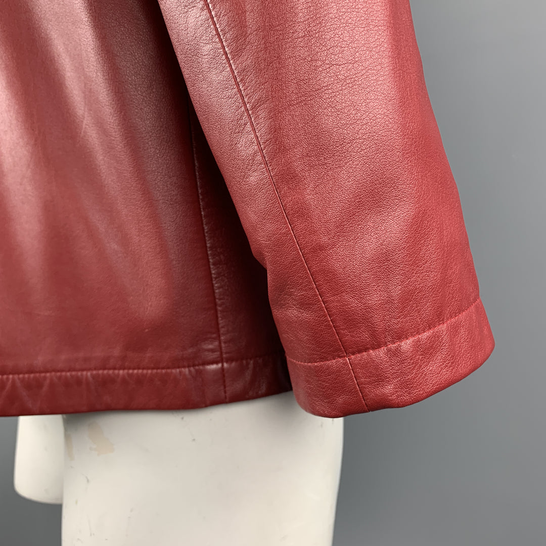 FRATELLI ROSSETTI L Red Leather Full Zip  Jacket