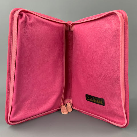 Étui pour iPad en cuir gaufré rose CARLOS FALCHI