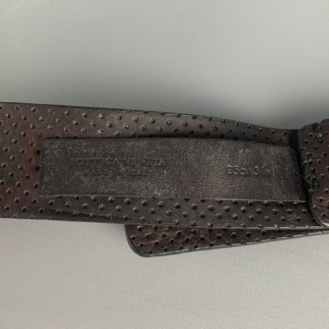 BOTTEGA VENETA Size 34 Black Perforated Textured Belt