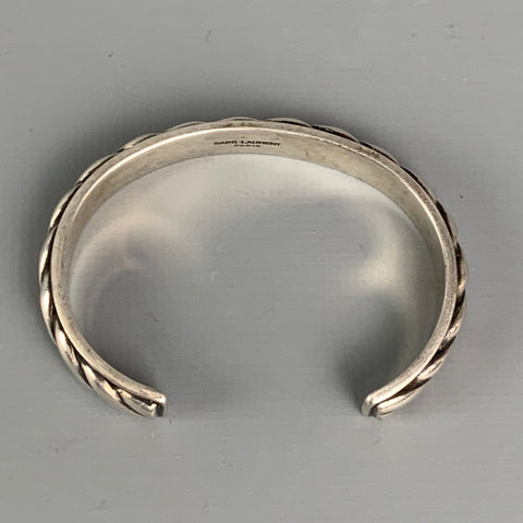 SAINT LAURENT Textured Sterling Silver Rope Cuff Bracelet