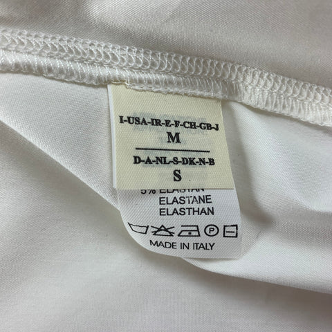 RIVAMONTI Size M White Cotton Blend Short Sleeve Blouse