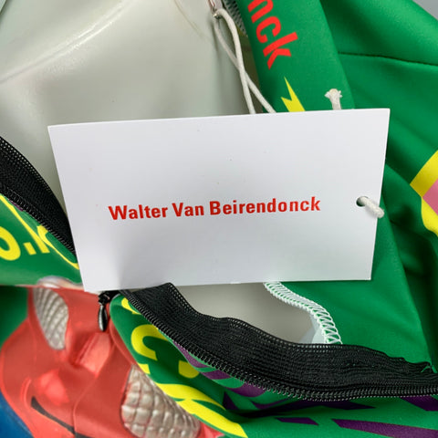 WALTER VAN BEIRENDONCK SS20 Size XL Green Pink Graphic Nylon Jersey Bike Top
