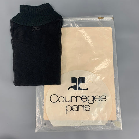 COURREGES Size XS Black Polyamide See Through Mock Neck Dress Top