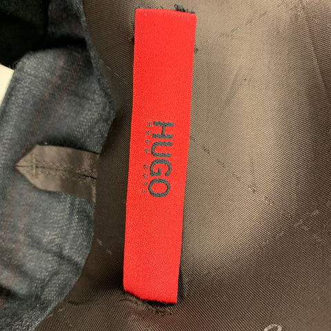 HUGO by HUGO BOSS Taille 38 Manteau de sport en laine vierge à carreaux gris marron