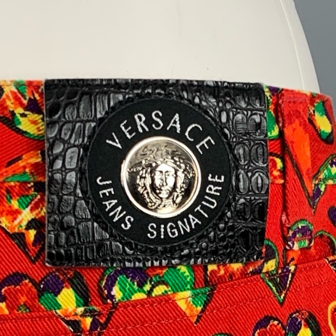 VERSACE JEANS COUTURE Talla 32 Rojo Verde Amarillo Algodón Jean Corte Pantalones Casuales