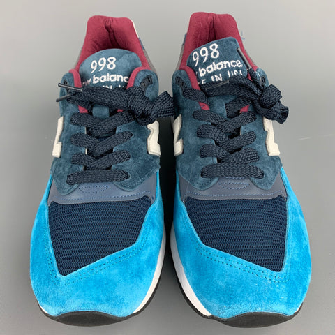 NEW BALANCE 998 Size 10.5 Blue Suede Color Block Sneakers
