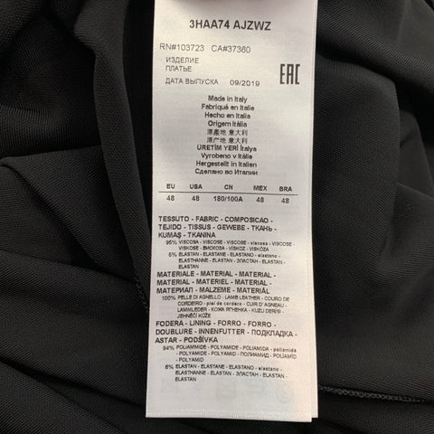 GIORGIO ARMANI Size 12 Black Viscose Leather Cocktail Dress
