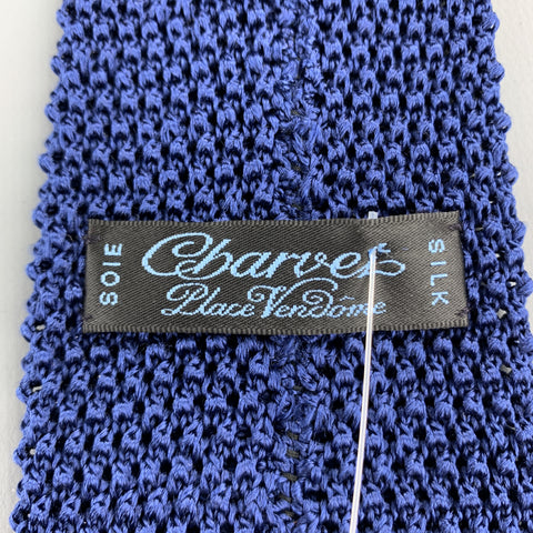 CHARVET Navy Blue Silk Textured Knit Tie