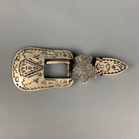 ADRIENNE TEEGUARDEN Pewter Navajo Belt 3 Piece Belt Buckle