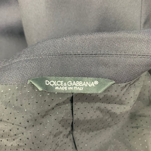 DOLCE & GABBANA Size 38 Navy Wool Silk Peak Lapel 3 Piece Suit
