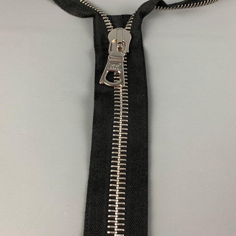 NO BRAND Black Silver Canvas Zipper Necklace