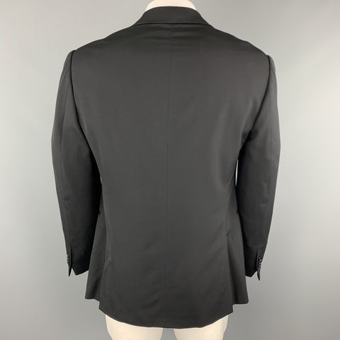 RALPH LAUREN Size 42 Black Wool Satin Peak Lapel Tuxedo Sport Coat