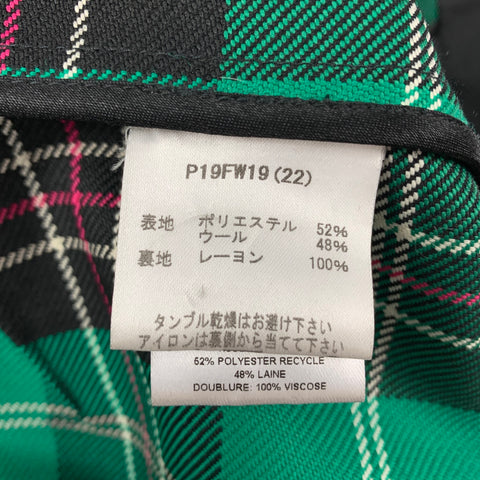 MARINE SERRE OI 19 Talla S Pantalones de vestir con bragueta y cremallera a cuadros de lana de poliéster multicolor verde