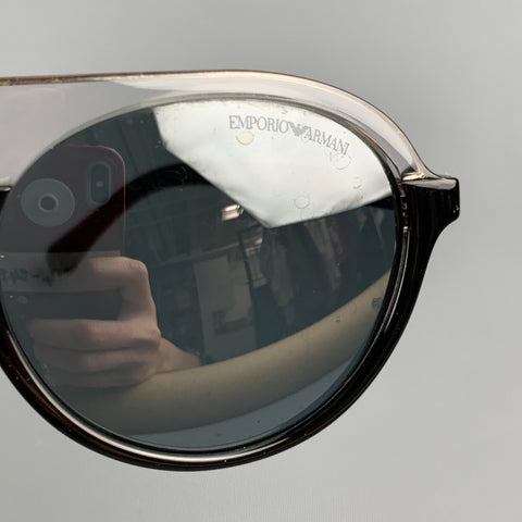 EMPORIO ARMANI Black Clear Color Block Acetate Sunglasses & Eyewear
