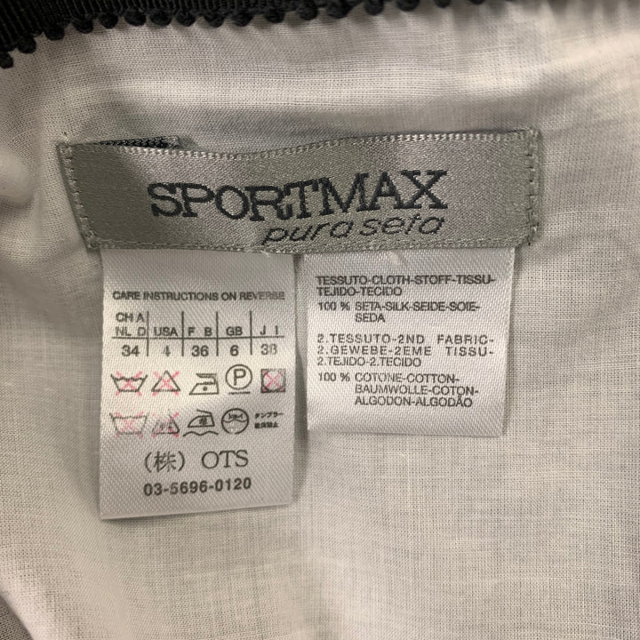 SPORTMAX Size 4 Black White Silk / Cotton See Through Skirt