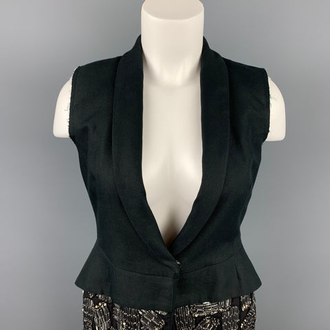 DRIES VAN NOTEN Size 6 Black Beaded Cotton / Linen Vest
