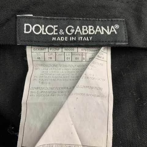 DOLCE & GABBANA Size 36 Black Wool Blend Notch Lapel Tuxedo 3 Piece Suit