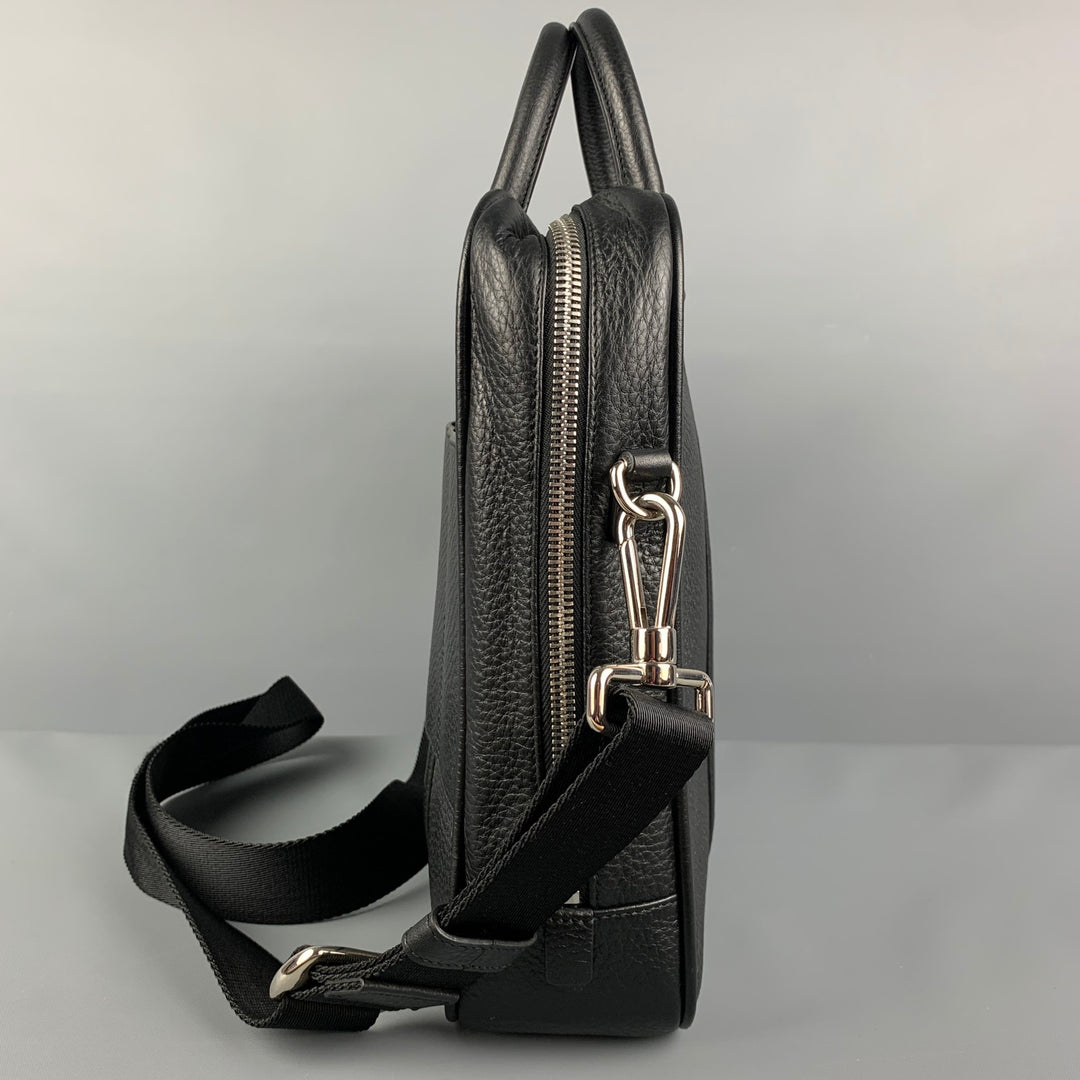 BALLY Black Textured Leather Briefcase Bag