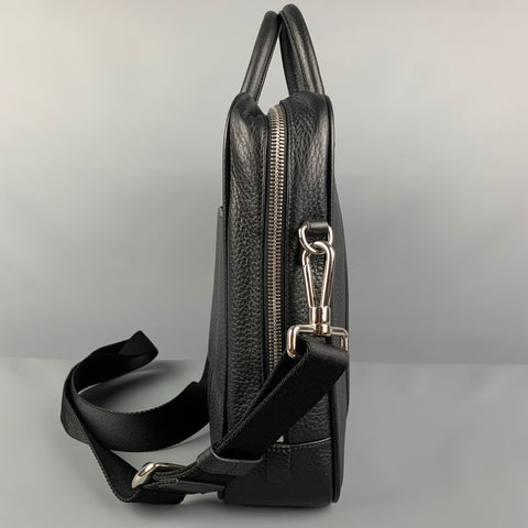 BALLY Black Textured Leather Briefcase Bag